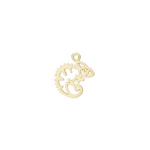 Charm Amoracast&reg; 1pkg1 sterling silver, 11mm 2-sided cutout chameleon, brushed "vermeil" (gold finish)
