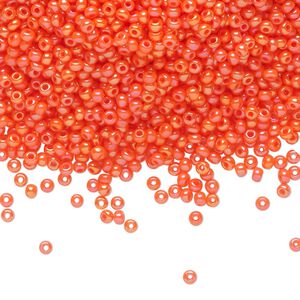 Seed bead, Preciosa Ornela Czech glass, pkg/50g, #11 rocaille, opaque rainbow dark orange, (94140).