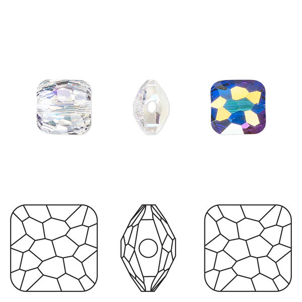 Bead 1pkg144 crystal AB, Swarovski&reg;, 8mm puffed square 5035 image number 0