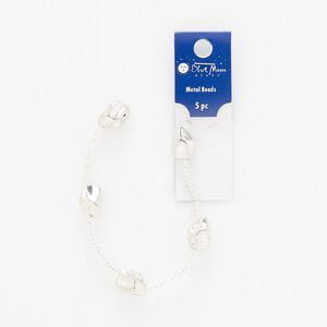 Bead 1pkg5 silver-finished "pewter", small nugget