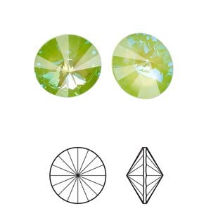 Chaton 2pk crystal ultra green AB, Crystal Passions&reg; 14mm rivoli 1122