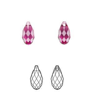 Briolette 24pk fuchsia, Crystal Passions&reg; 11x5.5mm pendant drop 6010