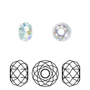 Bead 216pk aquamarine shimmer 2X, Swarovski&reg; 8x5.3mm briolette XL hole 5042