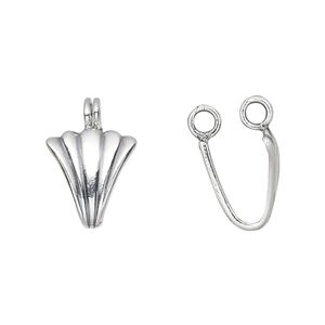 Bail, JBB Findings, donut, antiqued sterling silver, 17x12mm shell, 10x3mm grip length. Sold individually.