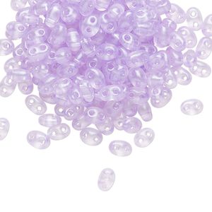 Seed bead, Preciosa Twin&trade; Czech glass, pkg/250g, 5x2.5mm oval, transparent lavender terra pearl clear, (08128).