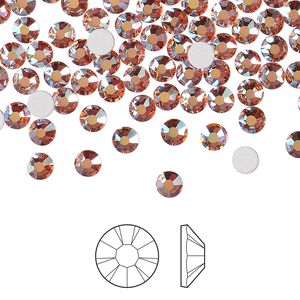 Flat back 144pk rose peach AB foil back, Preciosa MAXIMA Czech crystal rhinestone 3.8-4mm chaton rose round SS16