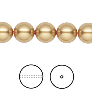 Pearl 1pkg100 royal gold, Swarovski&reg;, 10mm round 5810