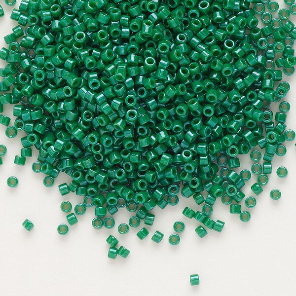 Seed bead, Delica&reg; 1pkg50g glass, #11 round, opaque green / outside dyed (DB-0656) image number 0