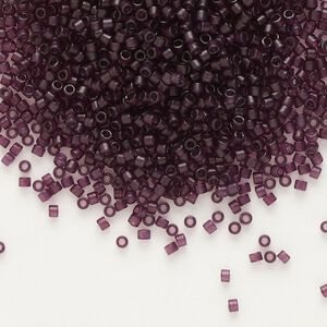 Seed bead, Delica&reg; 1pkg250g glass, #11 round, translucent matte dark smoky amethyst aqua / outside dyed (DB-0784)