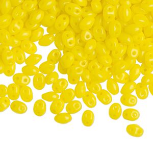 Bead, Preciosa Twin&trade;, Pressed Twin, Czech pressed glass, opaque jelly yellow, 5x2.5mm oval with (2) 0.7-0.8mm holes. Sold per 250-gram pkg.