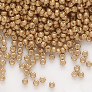 Seed bead, Miyuki, glass, pkg/250g, #8 rocaille, opaque matte galvanized mead, (RR-2082).