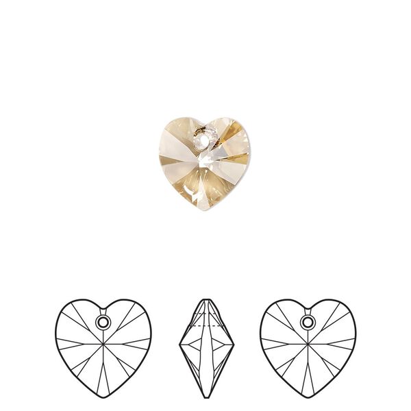 Drop 288pk crystal golden shadow, Swarovski&reg; 10mm pendant heart 6228 image number 0