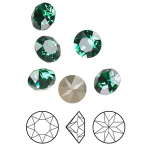 Chaton 6pk majestic green foil back, Crystal Passions&reg; 8.16-8.41mm round SS39 1088