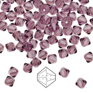 Bead 24pk amethyst, Preciosa Czech crystal 5mm bicone