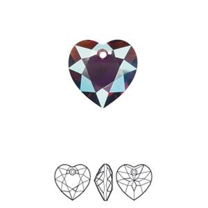 Drop 1pk amethyst shimmer, Crystal Passions&reg; 14.5mm pendant heart cut 6432