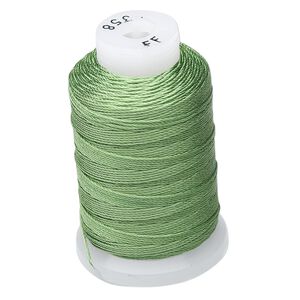 Thread, Purely Silk&trade;, bright green, size FF. Sold per 115-yard spool.