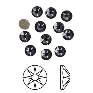 Flat back 144pk graphite foil back, Crystal Passions&reg; 4.6-4.8mm rose round SS20 2088