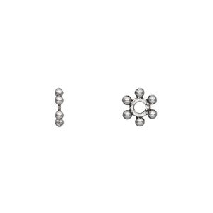 Bead 1pkg100 silver-plated "pewter", 7x2mm beaded rondelle / 2sided, antique