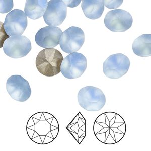 Chaton 6pk light sapphire frost foil back, Crystal Passions&reg; 8.16-8.41mm round SS39 1088