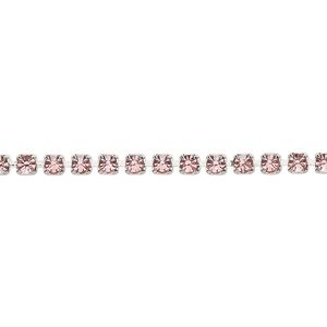 Cupchain, Vintage Crystal&trade;, imitation rhodium-plated brass, light rose, 2.5mm round. Sold per 1-meter section.