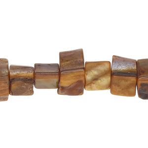 Mother-of-pearl shell 1pkg1, triangle tube bead 15 inch copper 8x6mm-12x9mm