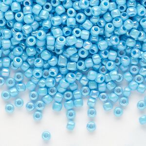 Seed bead, Dyna-Mites&trade;, glass, opaque rainbow aqua, #8 round. Sold per 1/2 kilogram pkg.