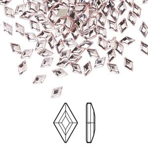 Flat back 24pk light rose foil back, Crystal Passions&reg; 5x3mm diamond 2773