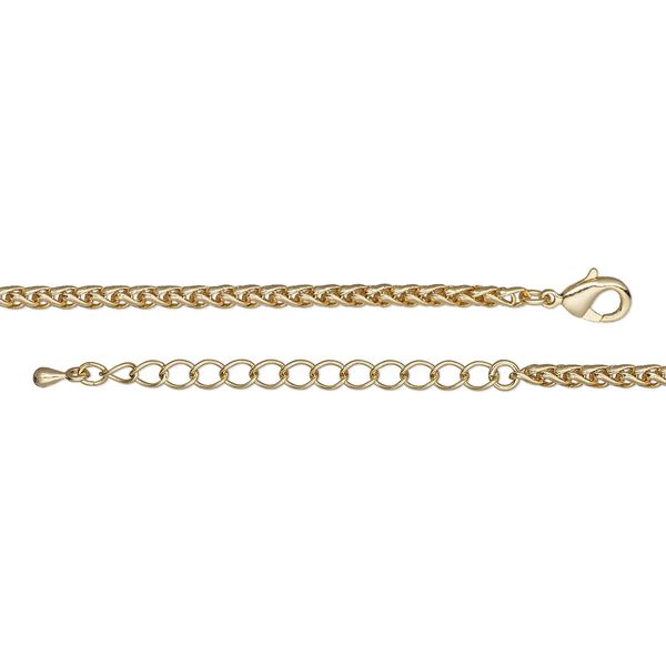 Chain 1pkg1 ponytail, 3.2mm / lobster claw clasp, gold-finished brass 18 inch image number 0