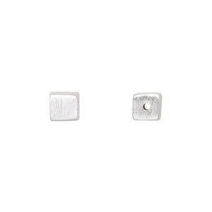 Bead 1pkg1 sterling silver, 6mm satin cube