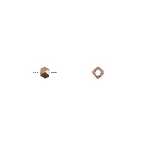 Bead 1pkg50 copper, 3mm faceted square, antiqued