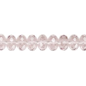 Bead, Czech fire-polished glass, transparent lavender, 9x5mm faceted rondelle. Sold per 15-1/2" to 16" strand.
