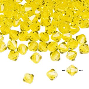 Bead 144pk citrine, Preciosa Czech crystal 6mm bicone