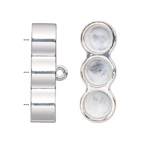 Cord end glue-in 1pkg2 "pewter", 30x10.5mm barrel / 8mm inside diameter, 3-strand / silver-finished