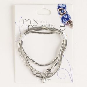 Chain, silver-finished steel, 2.4mm snake, 18 inches with 2-inch extender chain and lobster claw clasp. Sold individually.