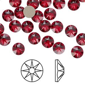 Flat back 288pk Siam foil back, Swarovski&reg; 6.32-6.5mm rose round SS30 2088