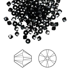 Bead 1440pk jet hematite, Swarovski&reg; 3mm XILION bicone 5328