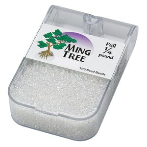 Seed bead, Ming Tree&trade;, glass, pkg/1/4 pound, #11 round, translucent rainbow clear.