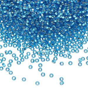 Seed bead, Preciosa Ornela Czech glass, pkg/50g, #11 rocaille, transparent silver-lined sea blue, (67150).