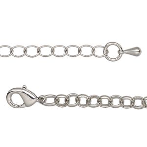 Chain 1pkg1 imitation rhodium-plated rolo, 5mm / lobster claw clasp, brass 18 inch