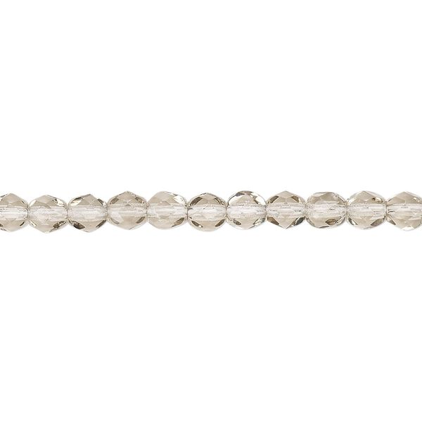 Bead, Czech fire-polished glass, smoke, 4mm faceted round. Sold per pkg of 1,200 (1 mass). image number 0