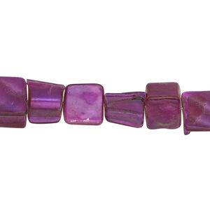 Mother-of-pearl shell 1pkg1, triangle tube bead 15 inch bright magenta 7x7mm-14x9mm