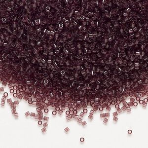 Seed bead, Delica&reg;, glass, pkg/7.5g, #15 round, transparent dark smoky amethyst (DBS-1104).