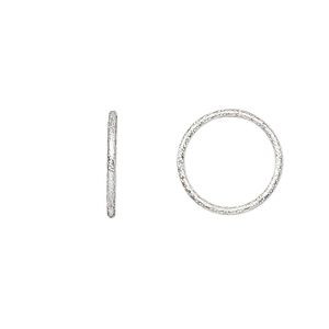 Jump ring 1pkg10 sterling silver, 14mm soldered closed textured round, 18 gauge / 12mm inside diameter