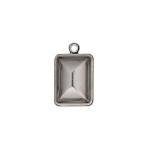 Drop, Almost Instant Jewelry&reg;, gunmetal-plated brass, 16.5x12.5mm faceted rectangle with 14x10mm rectangle setting. Sold per pkg of 4.