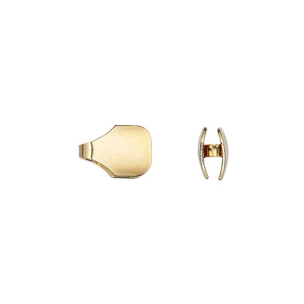 Cord end glue-in 1pkg6 gold-finished, 11x8mm / 7x3.5mm inside diameter, brass image number 0