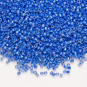 Seed bead, Delica&reg;, glass, pkg/7.5g, #11 round, opaque rainbow cyan blue (DB-1578).