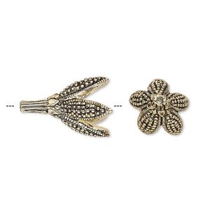 Cone, antique gold-finished bronze, 20x13mm petal, 9mm inside diameter. Sold individually.