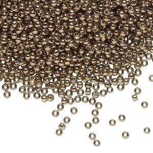 Seed bead, TOHO BEADS&reg;, glass, pkg/7.5g, #11 round, opaque gold luster Montana blue (TR-11-204).