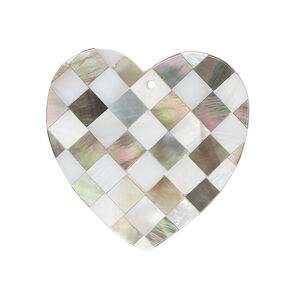 Black lip shell / gold lip shell / mother-of-pearl shell 1pkg1, top-drilled 1sided flat heart focal & component 29-30mm