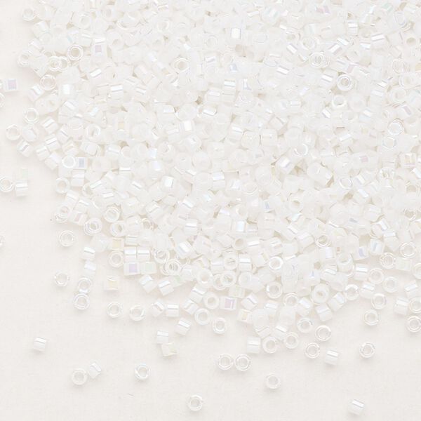 Seed bead, Delica&reg;, glass, pkg/7.5g, #11 round, opaque rainbow white pearl (DB-0202). image number 0